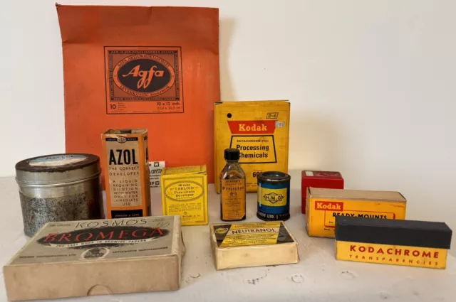 Collection of Vintage Photography Packaging Boxes Kodak Developing for Display