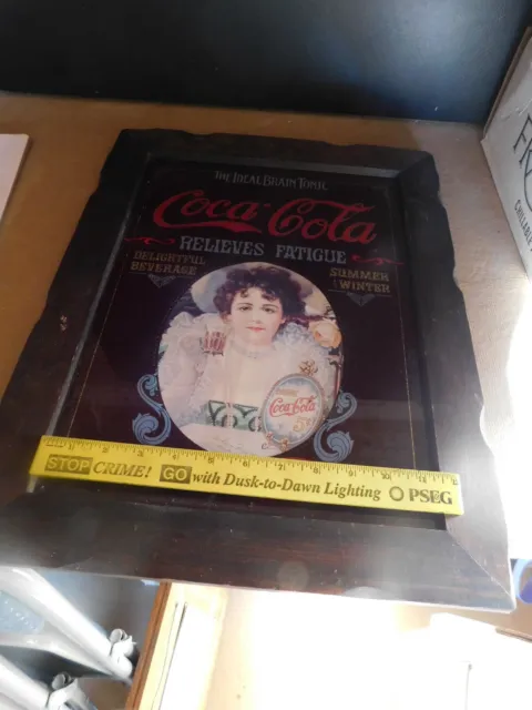 Vintage Coca Cola Poster Wooden Frame Wall Art The Ideal Brain Tonic Frame 15x19