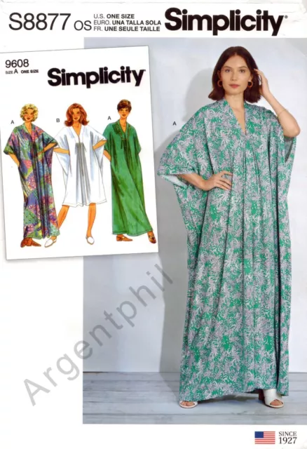 Simplicity 8877 Vintage 70s Caftan Loose House Dress Muumuu Retro Sewing Pattern