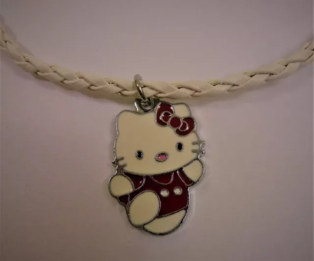 Damen Mädchen SET Hello Kitty Katze Anhänger rot weiß inkl. Kette -  NEU