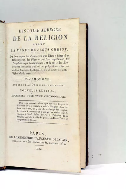 Lhomond Histoire Abrégée De La Religion Paris 1822