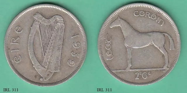 Ireland 2s6d Half Crown 1939 Silver Coin