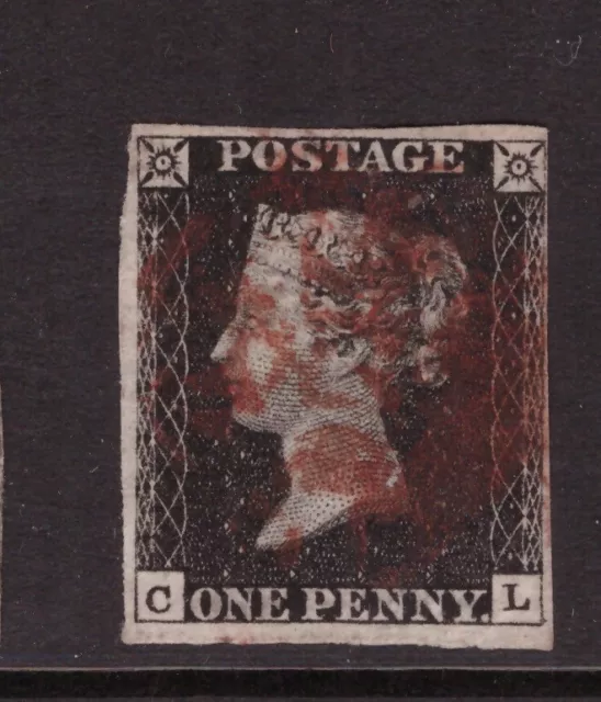 Queen Victoria 1840 Penny Black SG2, Plate 4 with 4 margins CL checkletters