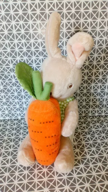 Doudou peluche grelot lapin crème barboteuse vichy verte carotte Ikéa