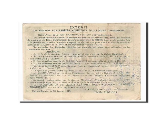 [#162956] Billet, France, Hautmont, 50 Centimes, 1915, TTB, Pirot:59-1296 2