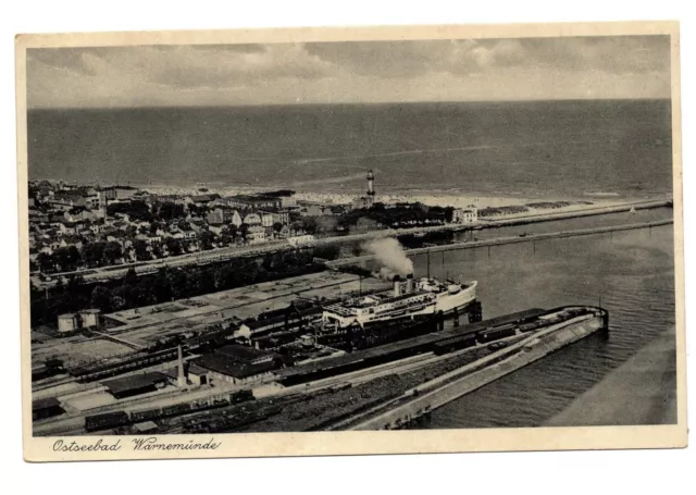 AK Rostock Warnemünde Fähre Bahnhof Fliegefoto