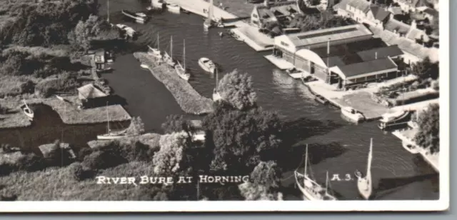 Horning River Bure Aerial View Norfolk RPPC Postcard Posted 1953 Real Photo 3