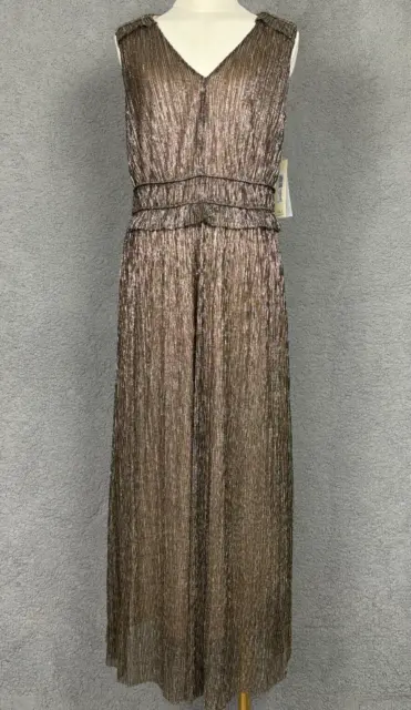 Eliza J Metallic Gown V-Neck Sleeveless Gold Size 12 New With Tag's.