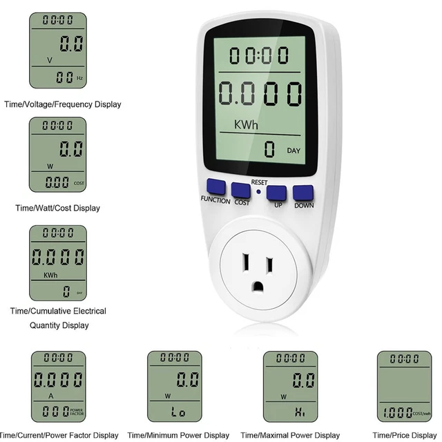 ELECTRICITY USAGE MONITOR Plug Power Watt Voltage Amps Meter with