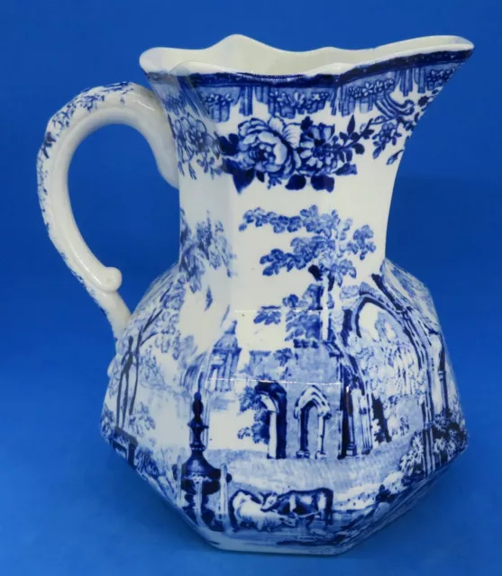 Mason's Ironstone blue & white vintage Victorian antique hydra jug pitcher
