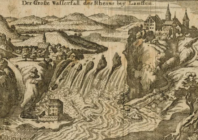 SCHAFFHAUSEN - Ansicht des Rheinfalls - Fehr - Kupferstich um 1650