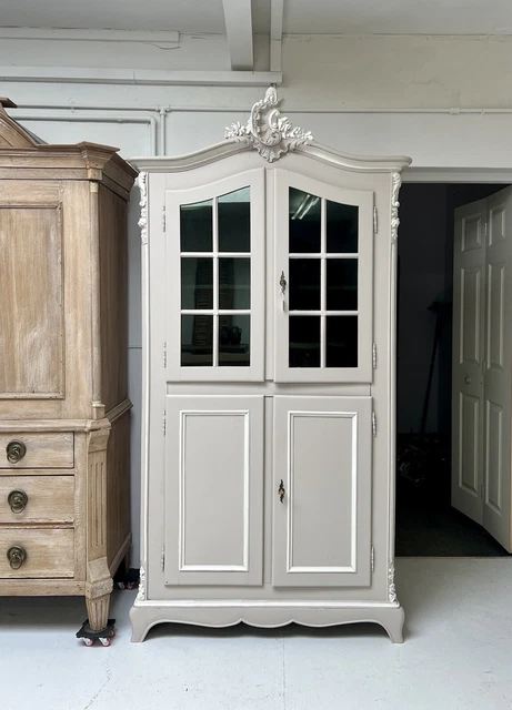 Antique French Armoire / Linen Press Cupboard / Cabinet With Shelves helves