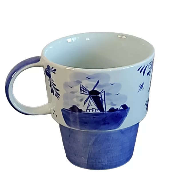 Blue Delft Mug Vintage Holland Windmill