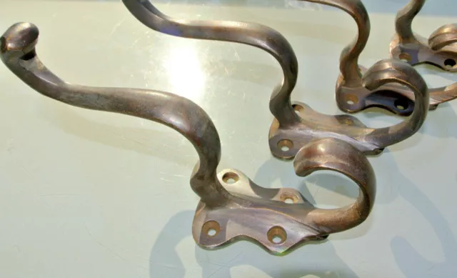 4 COAT HOOKS watson 249 door solid heavy brass furniture vintage age old style B