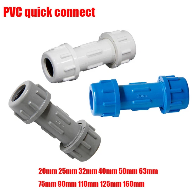 PVC QUICK CONNECT Union Coupling Pressure Pipe Fittings 20160mm White