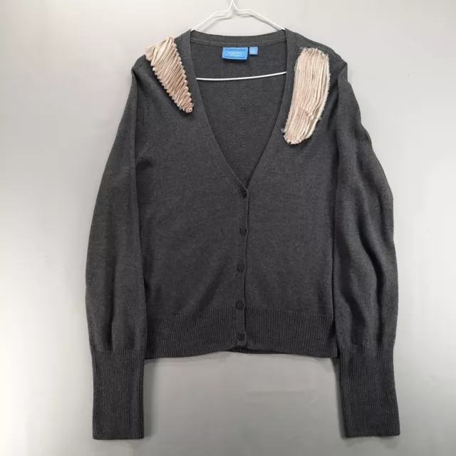 Simply Vera Wang Cardigan Womens XL Gray Embellished Shoulder Soft Sweater