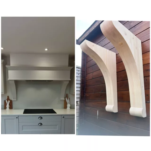 a pair of extra large pine wood corbels 50cm x27 cmx 10 Cm
