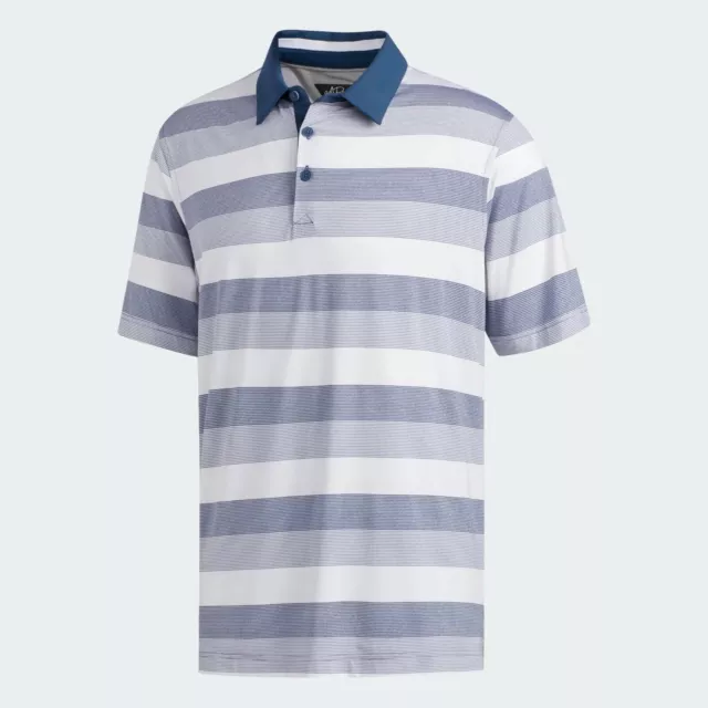 Adidas Adipure Golf Blu Scuro a Righe Bianche Regular Maglietta Polo Taglia M