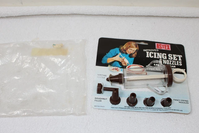 Juego de Hielo Mejorado Astex De Colección Años 70 6 Boquillas Excelentes Gráficos principios de los 70 Nuevo
