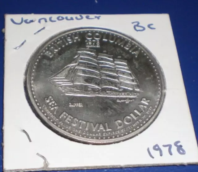 Vancouver British Columbia Sea Festival 1978 Clipper Coin Trade Dollar Token c