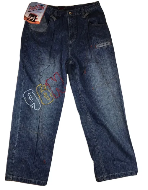 Hip Hop Phat Farm retro blue denim jeans Size 38” Waist - New 90s Old Stock