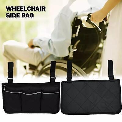 Bolso lateral universal para silla de ruedas con cremallera bolsa de almacenamiento de bolsillo organizador de bolsa de reposabrazos ~
