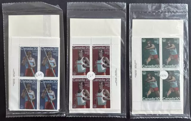 Canada 1975 Sc 664-666  3 Sealed Sets of Corner Inscription Blocks (4 Blocks Ea)