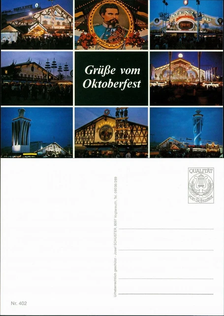 Ansichtskarte München Oktoberfest, Bierzelte am Abend 1998