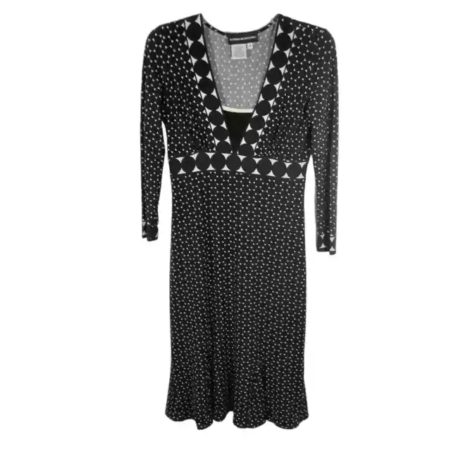 Donna Morgan Sz 4 Black Geometric Stretch Jersey Knit Midi Dress