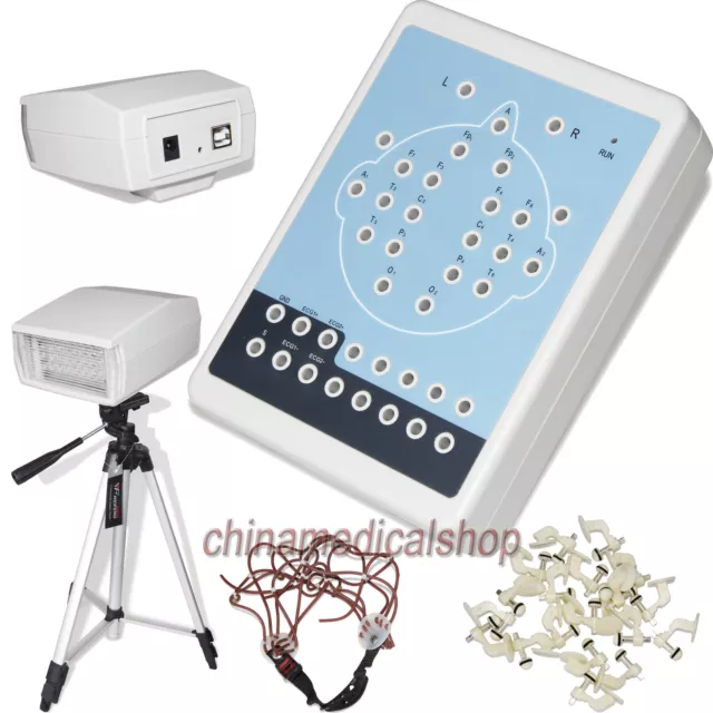 16 Channel Brain Electric EEG Machine Mapping System digital +Software &Tripods