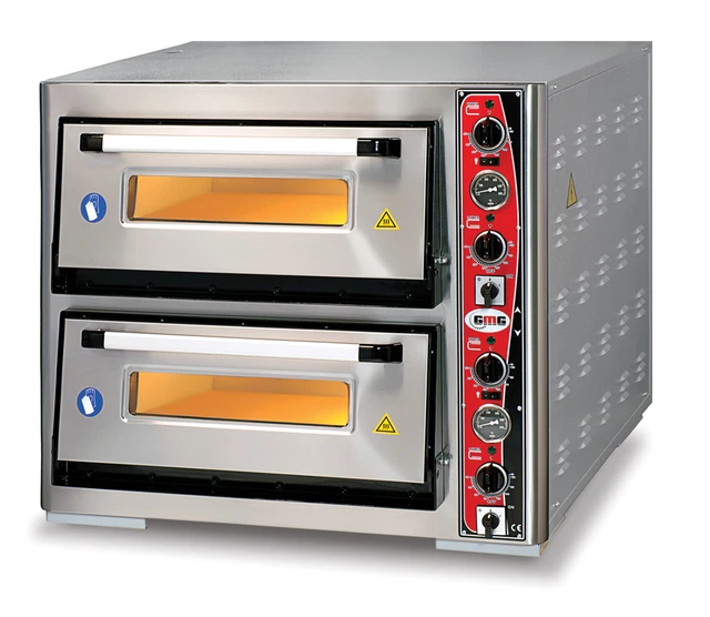 Pizzaofen Zweikammer 8 x 30 cm Pizzen Pizzabackofen Backofen mit Thermoanzeige