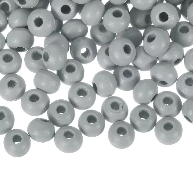 100 Stück 6mm farbige Naturholzperlen,große runde bunte Holzspacer-Perlen (Grau)