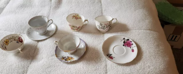 BONE CHINA ASSORTED Tea Cups and Saucers lot mismatched - European and ...