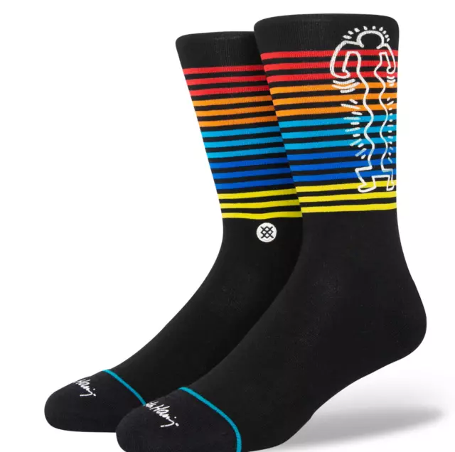 STANCE X KEITH HARING WIGGLES CREW SOCKS UNISEX Combed Cotton Blend SIZE EU36-41