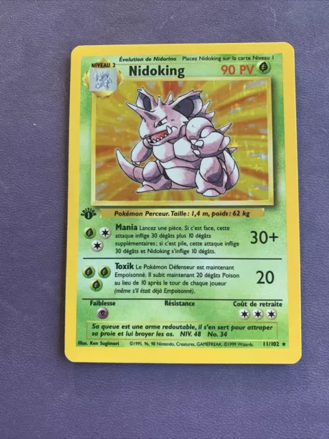 Carte Pokemon Fr Set De Base - Nidoking 11/102 Edition 1 Holo