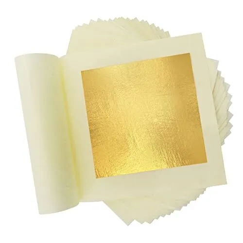 HALYKADU Blattgold Essbar 24 Karat Goldfolie-20 Blatt Echte Essbares Gold, Le...