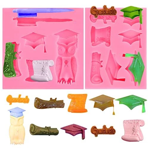 Q.Z.Art 2 Pack Graduation Silicone Chocolate Molds - Soft Candy Molds Creativ...