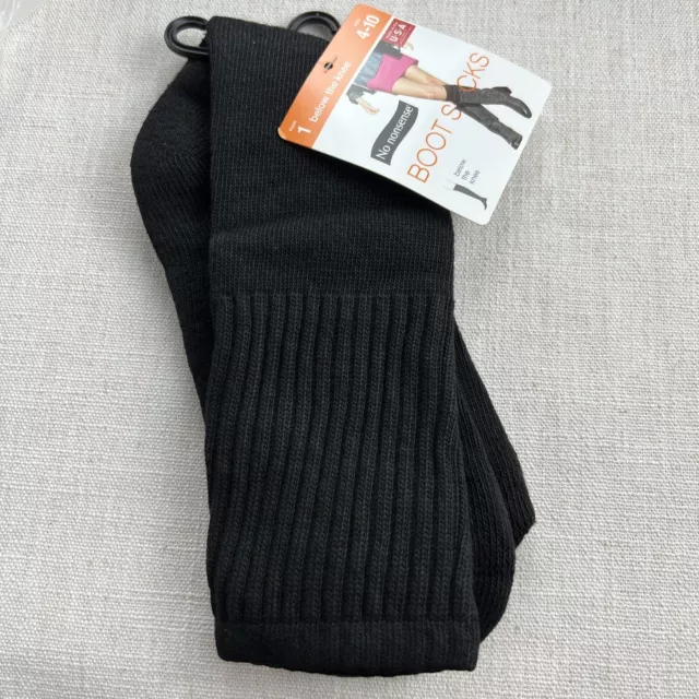 No Nonsense Womens Below The Knee Boot Socks Black Size 4-10