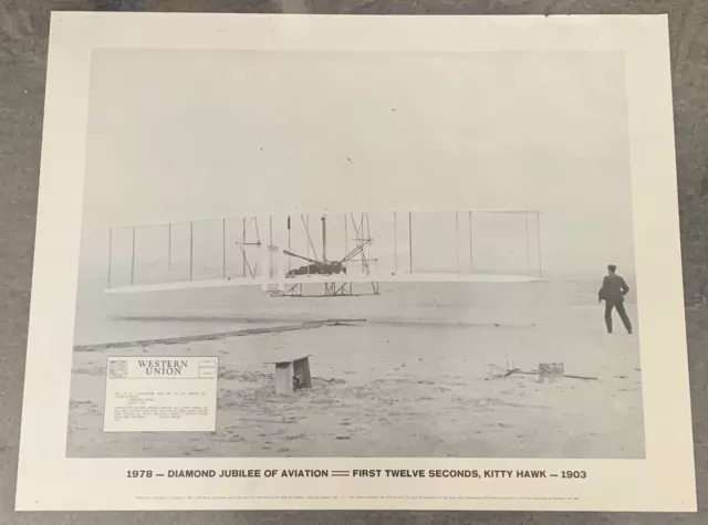 1978 poster ~ FIRST TWELVE SECONDS FLYING AT KITTY HAWK, 1903 ~ 23x29