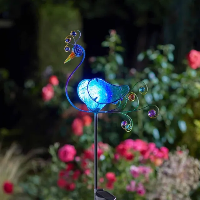 95cm Solar LED Novedad Azul Pavo Real Exterior Jardín Estaca Iluminación Decorar