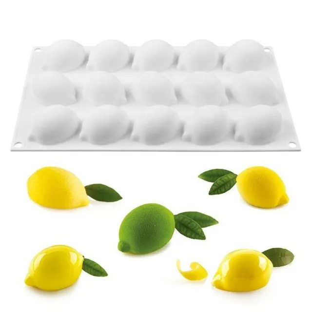 Molde de silicona para hornear fruta de limón 15 cavidades espuma pastel para pastel de silicona