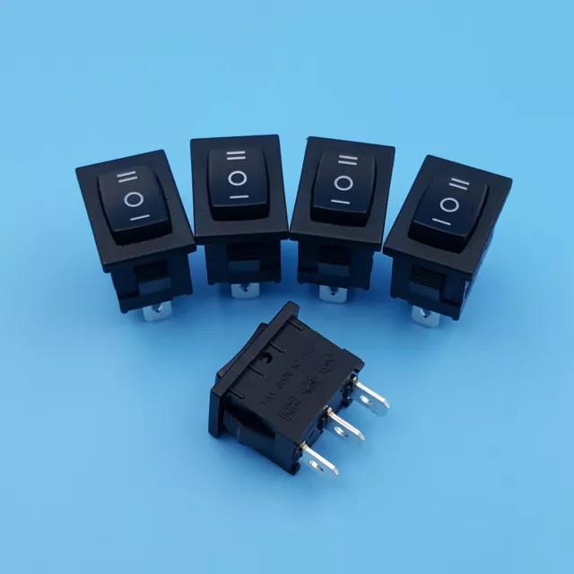 5Pcs Black 15 x 21mm 3Pin Momentary MOM-OFF-MOM SPDT Mini Rocker Switch