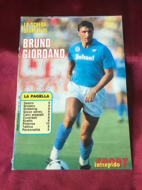 Autografo originale BRUNO GIORDANO-SSC Napoli 86/87-Ex-Lazio/Ascoli-IN PERSON