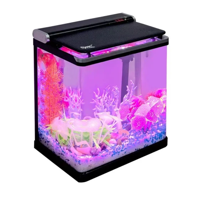 Hygger Aquarium Mini fish tank desk glass tank with led light Filter Uk Plug