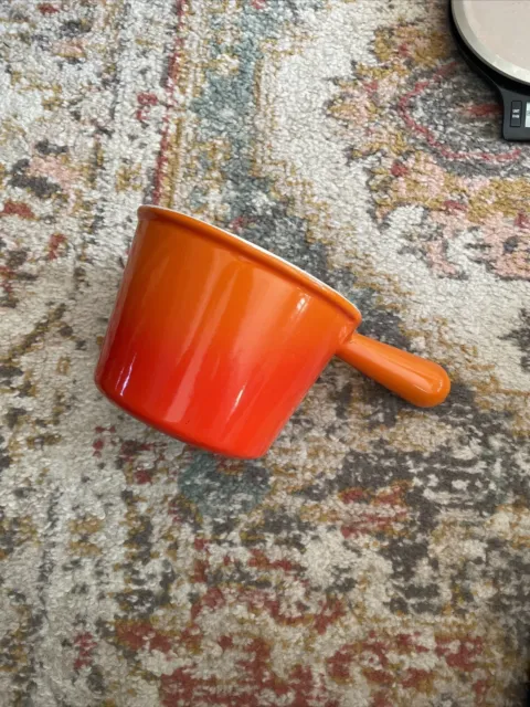 LE CREUSET FB Cast Iron Fondue Pot flame orange Vintage