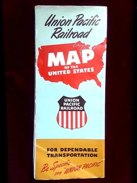VINTAGE 1958 UNION Pacific Railroad Map of the United States by Rand ...