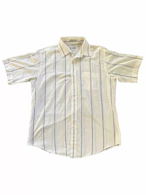 Lanvin Paris Mens Button Up Shirt Size 16 Short Sleeve Off White/Ivory