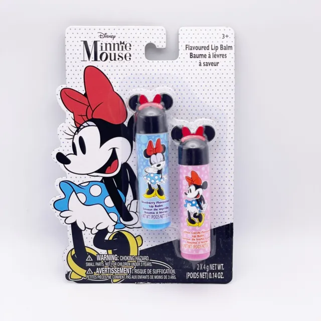 Disney Minnie Mouse 2 Pc Flavored Lip Balm Blueberry, Cotton Candy NET WT .14 OZ