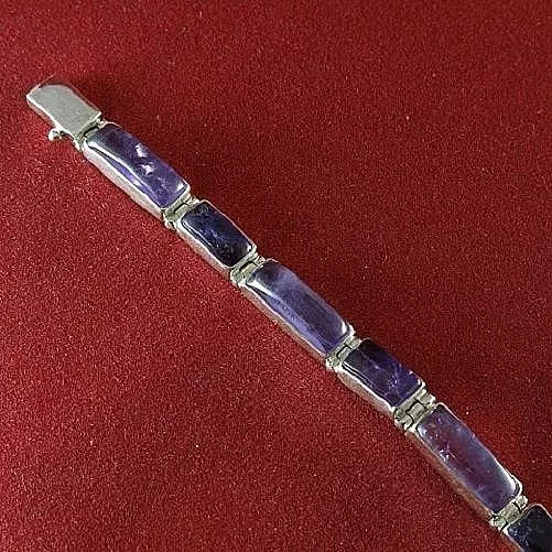 Bracelet Argent 925 serti améthystes - PRIX CASSE