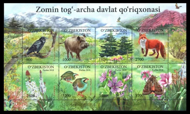 Uzbekistan Usbekistan 2018 birds moth fox forest animals klb MNH